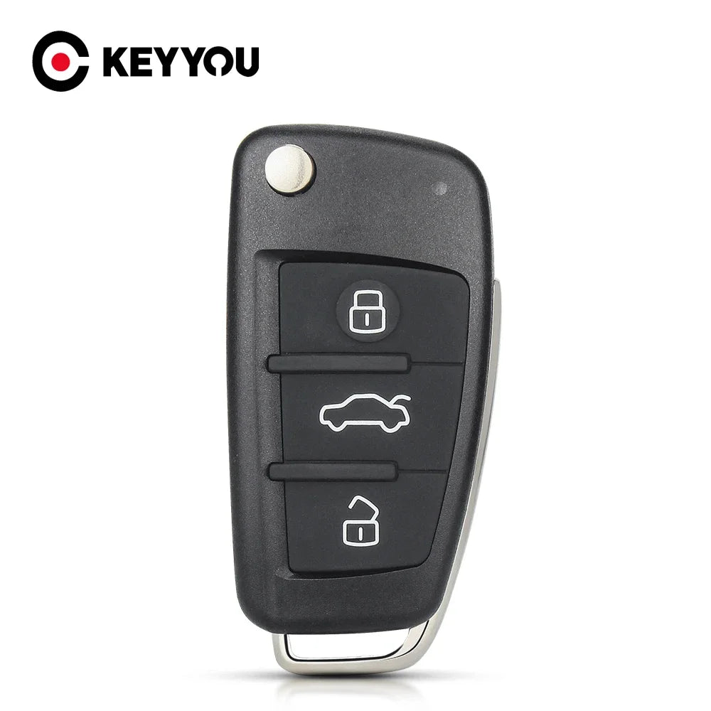 KEYYOU Flip Remote Key Case for Audi A2 A3 A4 A6 A8 Q7 TT