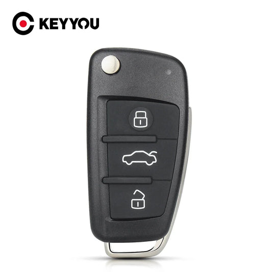 KEYYOU Flip Remote Key Case for Audi A2 A3 A4 A6 A8 Q7 TT