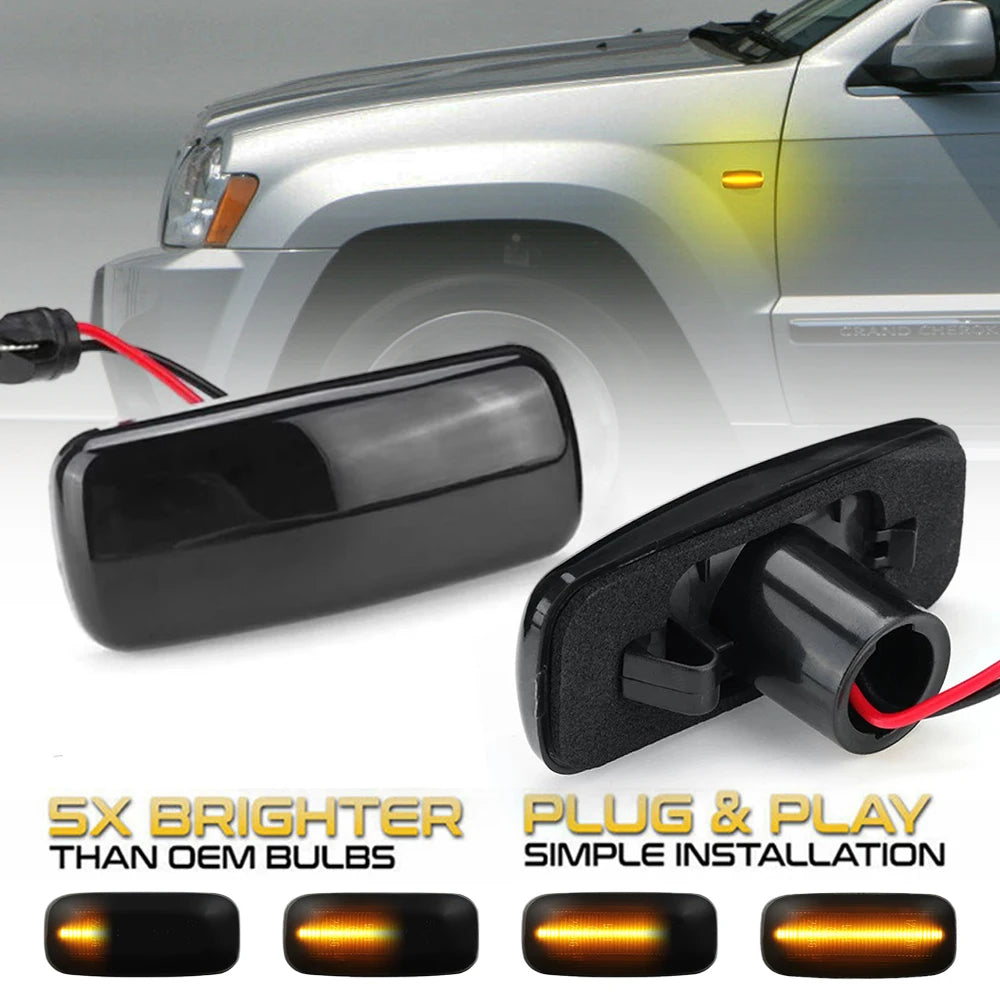 Feux de position latéraux dynamiques à LED fumés pour Jeep, Dodge, Chrysler