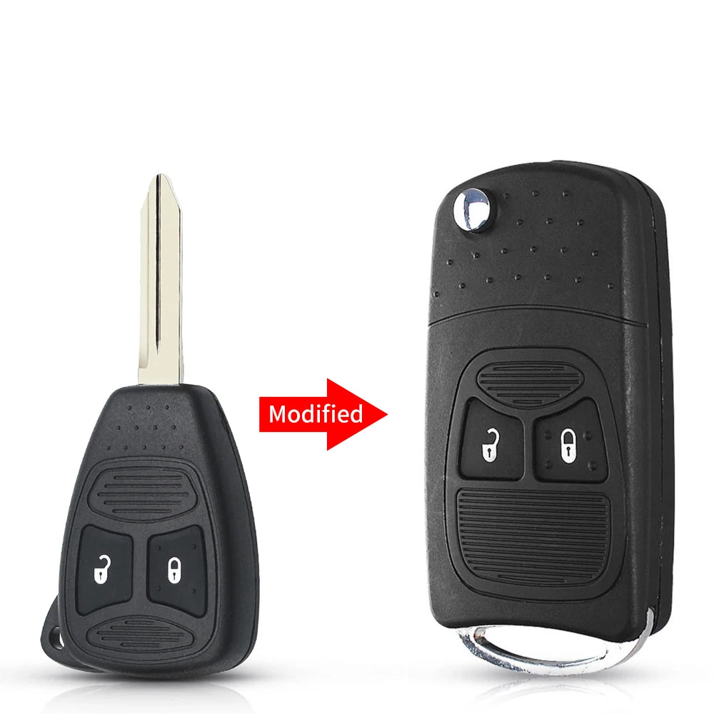 Coque de clé à rabat KEYYOU à 2 boutons pour Chrysler Jeep Dodge