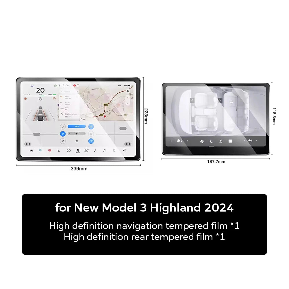 Tesla Model Y 2025 & Model 3 2024 Tempered Glass Protectors
