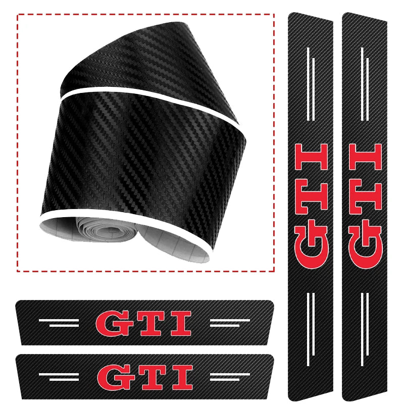 VW Carbon Fiber Door Sill Scuff Plate Stickers 1/4/5Pcs