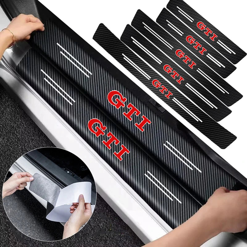 VW Carbon Fiber Door Sill Scuff Plate Stickers 1/4/5Pcs