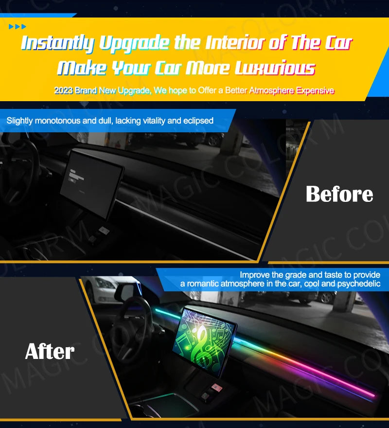 RGB LED Ambient Light USB for Tesla Model 3/Y/S/X