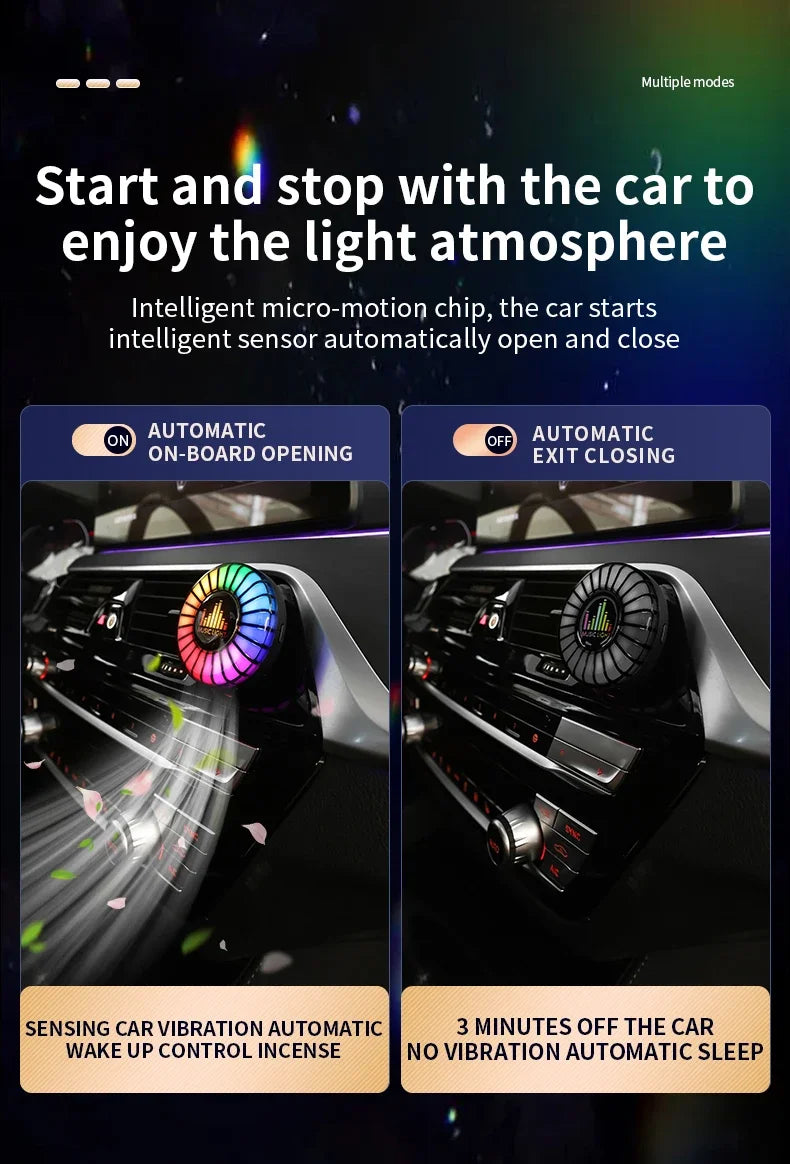 Luz y purificador de aire RGB para coche con música: ambiente controlado por sonido