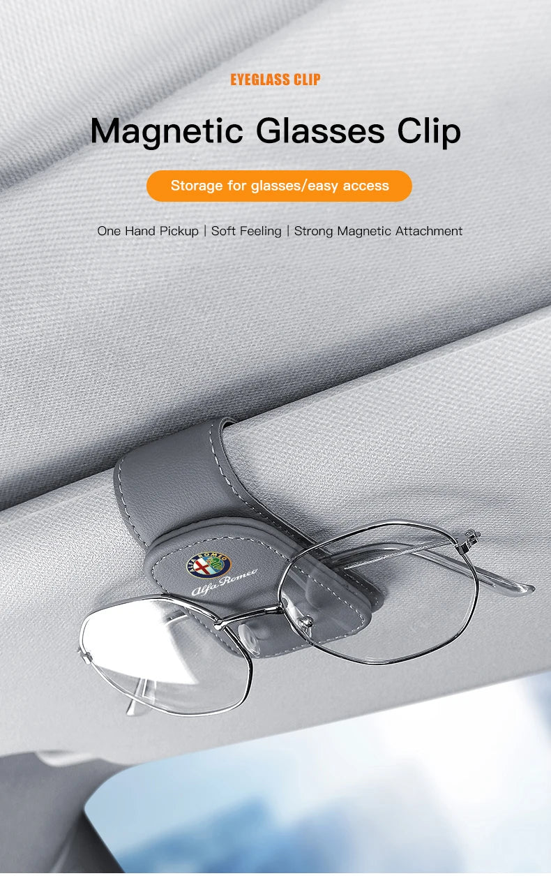Premium Leather Sun Visor Glasses Clip for Alfa Romeo GT