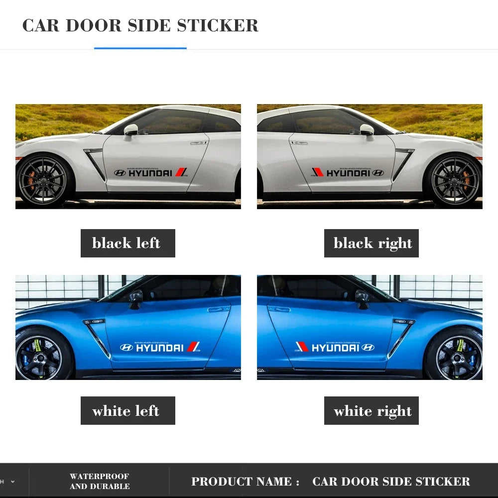 2pcs Sport Side Stripe Stickers for Hyundai