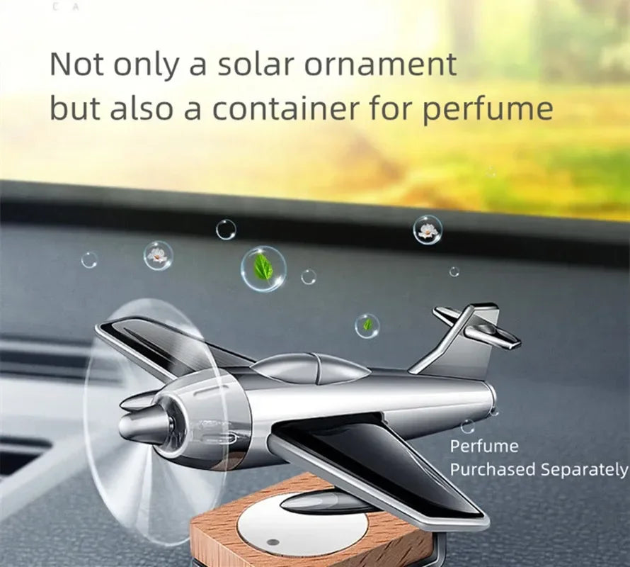 Décoration d'avion d'aromathérapie à énergie solaire pour voiture - Décoration de tableau de bord