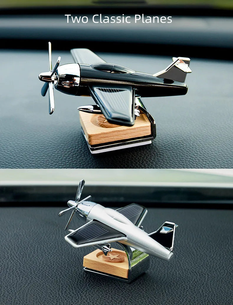 Décoration d'avion d'aromathérapie à énergie solaire pour voiture - Décoration de tableau de bord