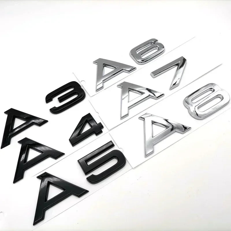 3D ABS Chrome Black Trunk Badge for Audi A1-A8 Q2-Q8 TT