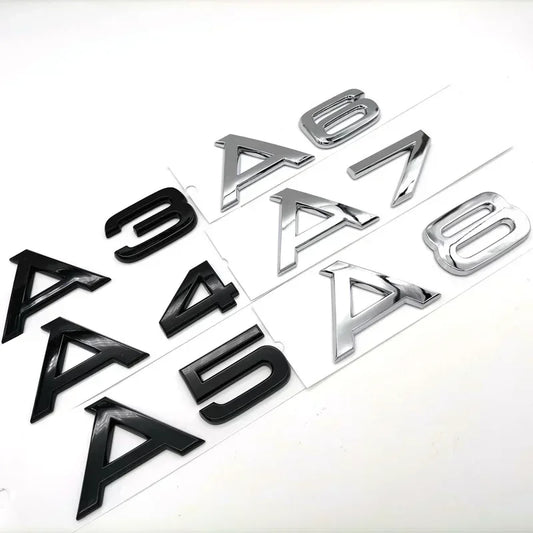 3D ABS Chrome Black Trunk Badge for Audi A1-A8 Q2-Q8 TT