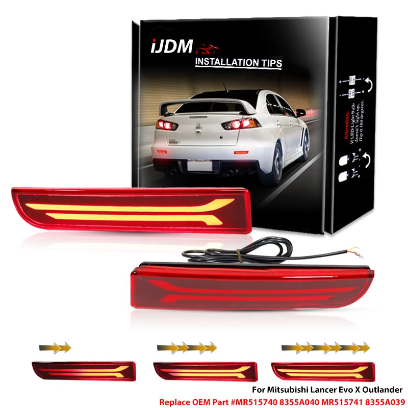 2pcs Red Rear Reflector Lamps for Mitsubishi Lancer Evo X Outlander