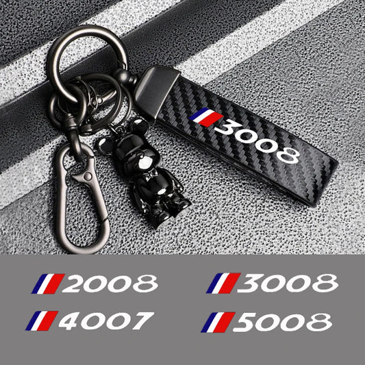 Carbon Fiber Keychain for Peugeot 2008/3008/4007/5008