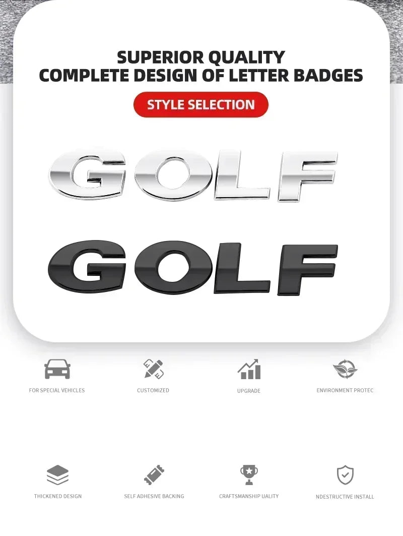 VW Golf 6 7 Rear Trunk ABS Badge Emblem Nameplate Decor