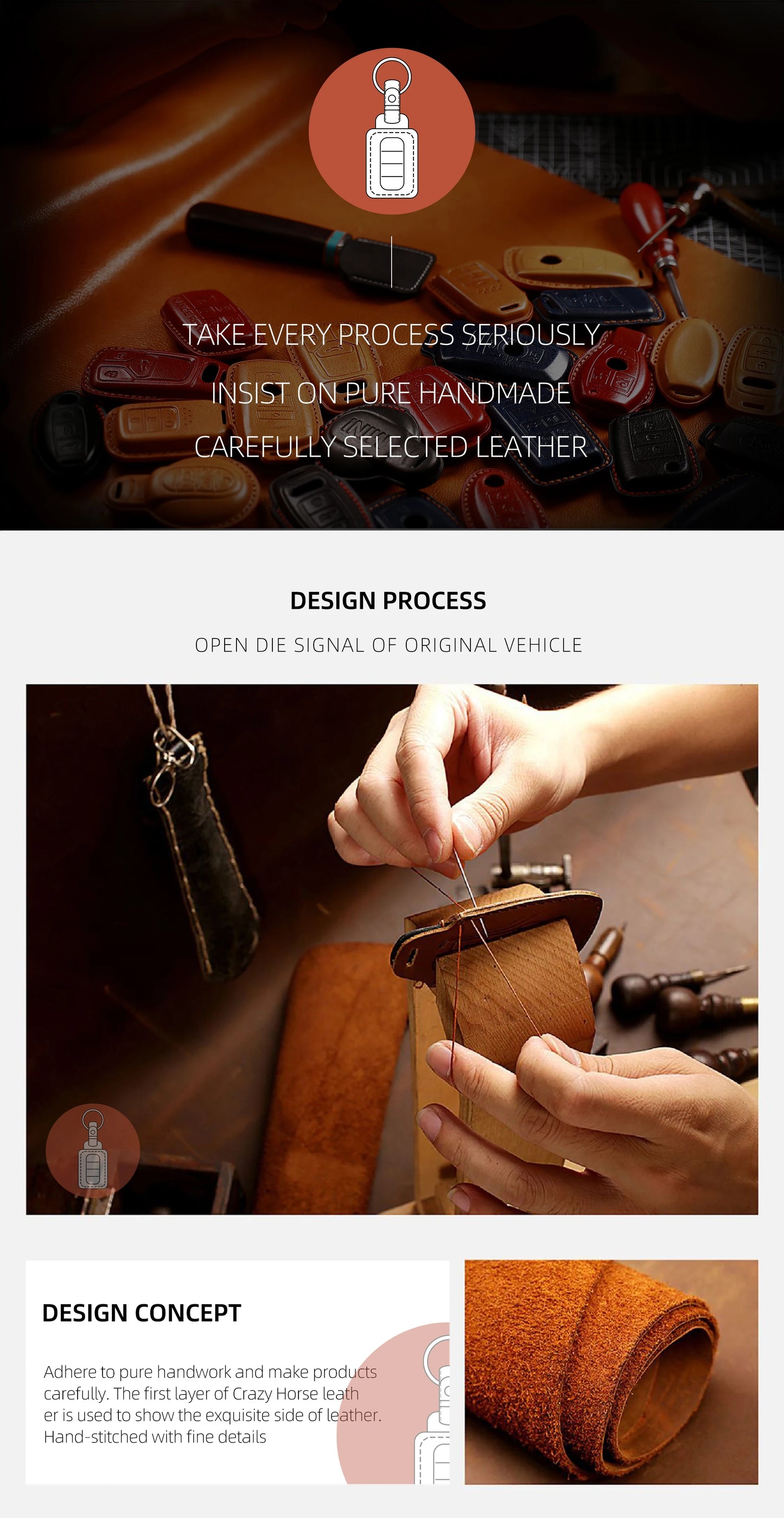 Funda de cuero de lujo para llave de coche BMW Serie 1-7, X1-X6, X5M/X6M