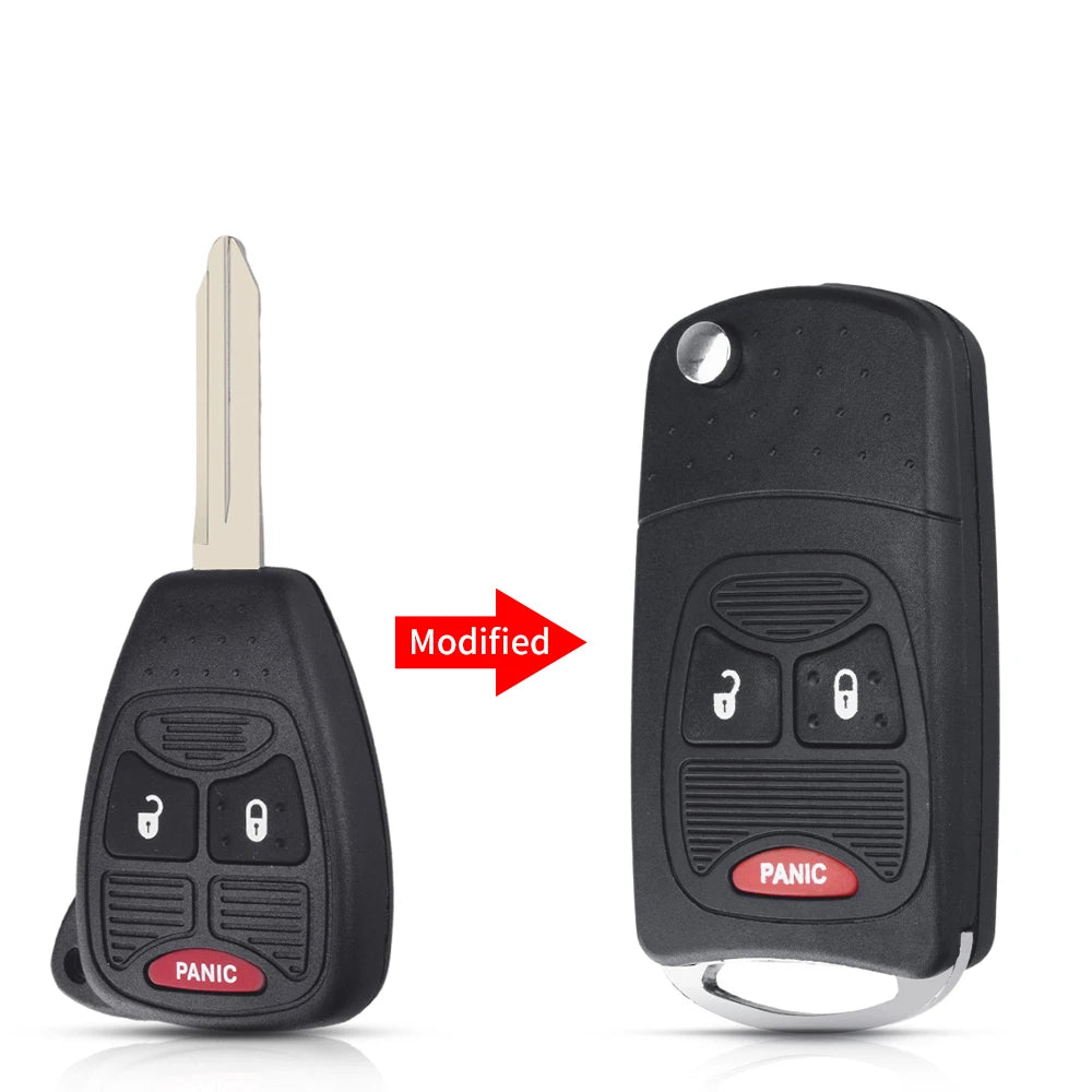 Coque de clé à rabat KEYYOU à 2 boutons pour Chrysler Jeep Dodge