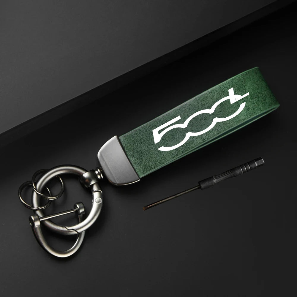 Vintage Leather Keychain for Fiat 500/500x/500L/Abarth