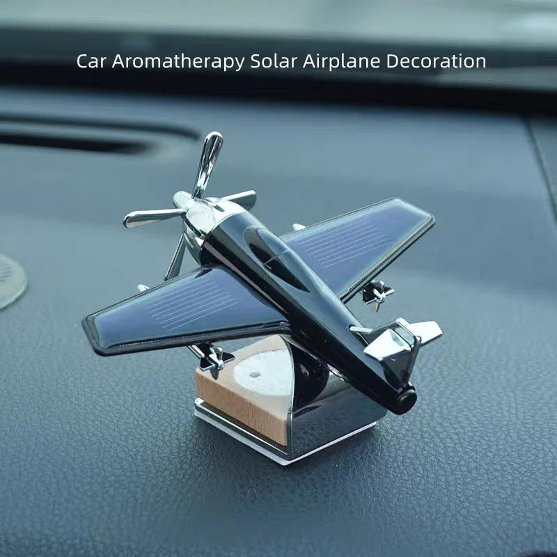 Décoration d'avion d'aromathérapie à énergie solaire pour voiture - Décoration de tableau de bord