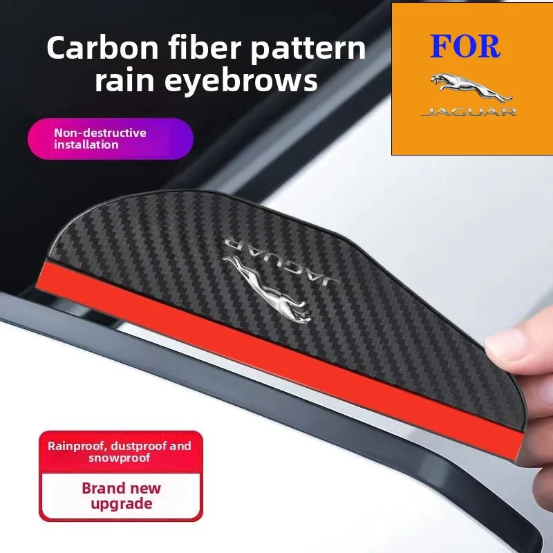 2Pcs Carbon Fiber Mirror Eyebrow Rain Cover for Jaguar