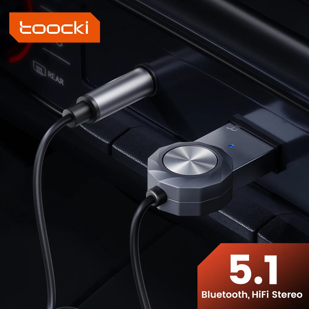 Adaptador auxiliar Bluetooth 5.1 de Toocki: kit de audio inalámbrico y manos libres para coche