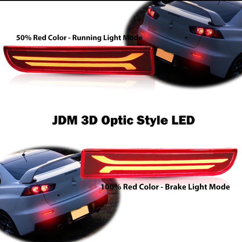 2pcs Red Rear Reflector Lamps for Mitsubishi Lancer Evo X Outlander