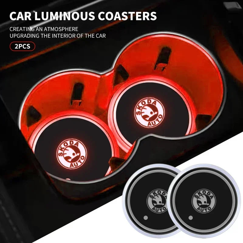 LED Anti-Slip Cup Holder Mat for Skoda