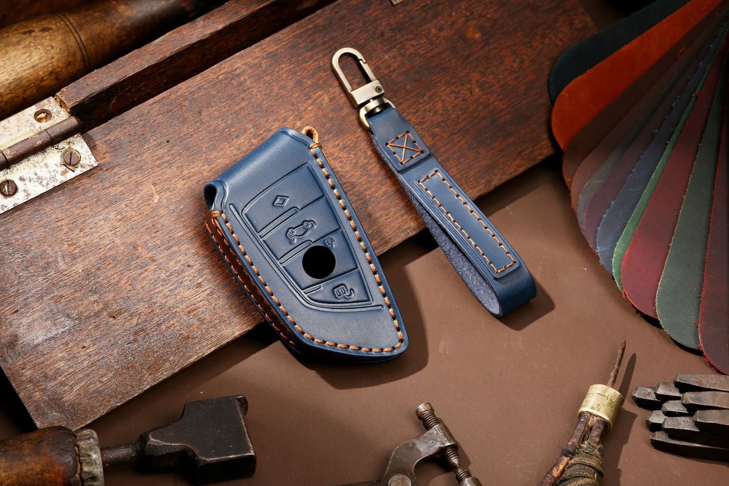 Funda de cuero de lujo para llave de coche BMW Serie 1-7, X1-X6, X5M/X6M