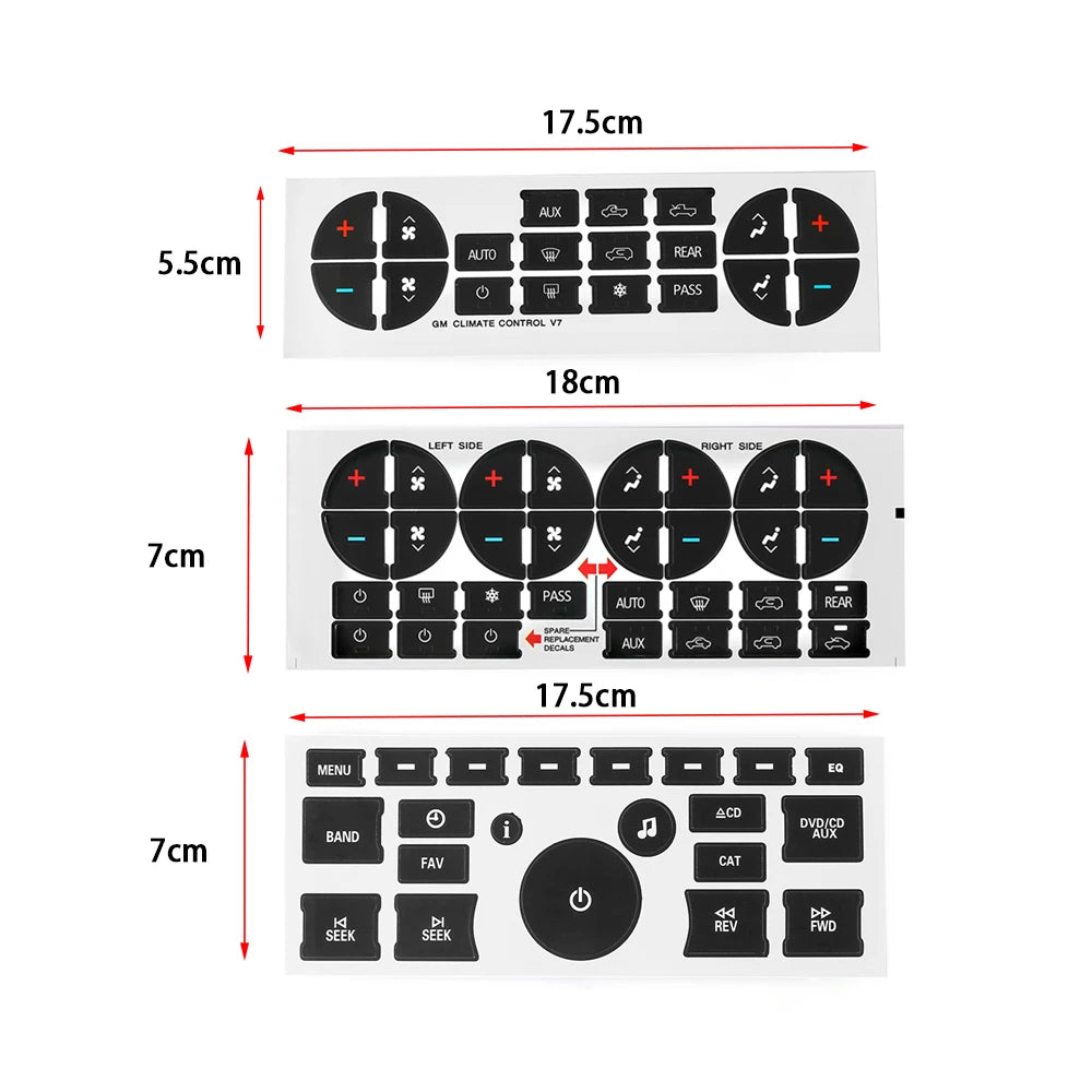 GMC Radio & A/C Button Repair Stickers - Pro Fit