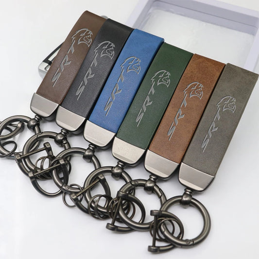 Premium Leather Weaving Keychain for Dodge SRT