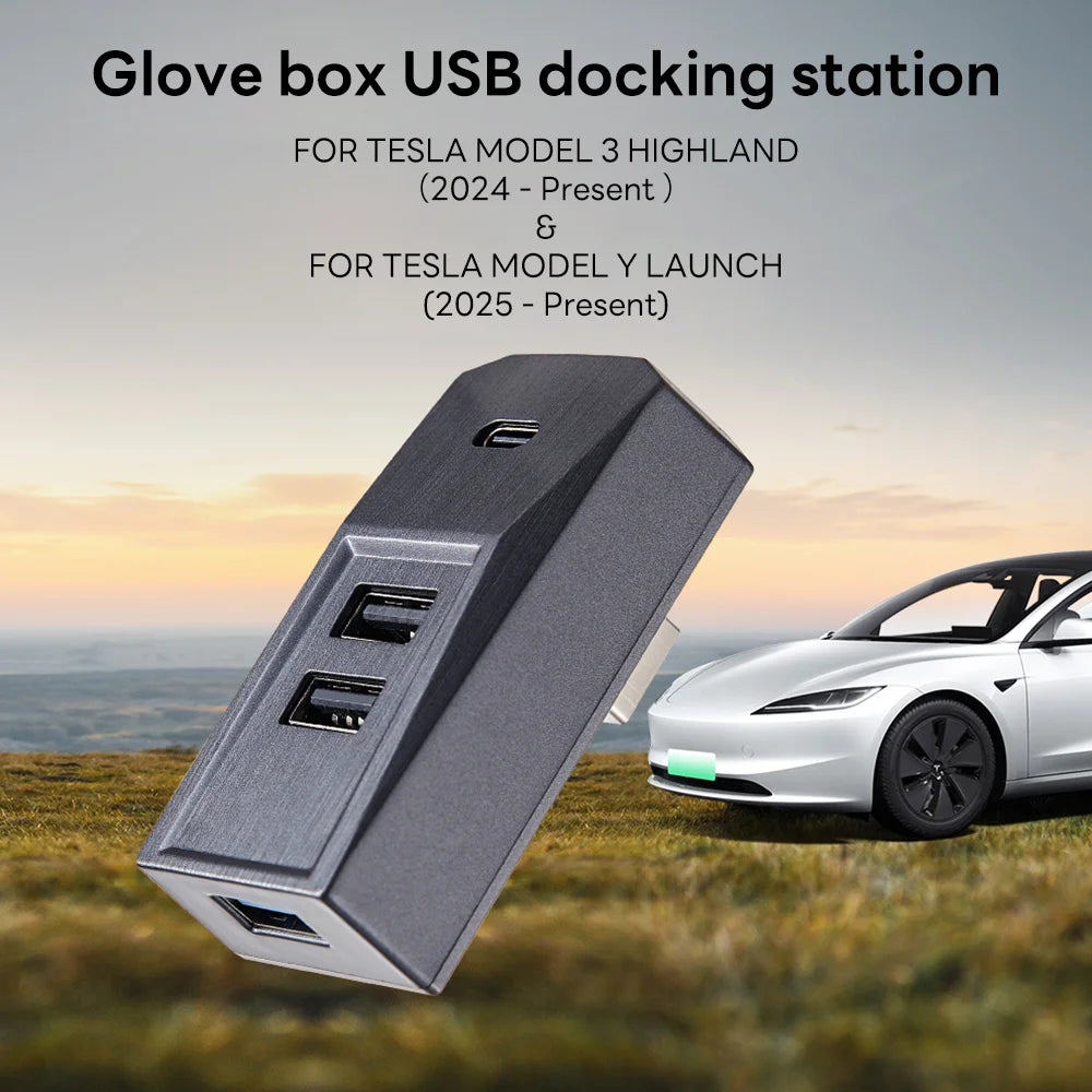 Tesla Model Y/3 Glovebox USB Hub Type-C Splitter Dock