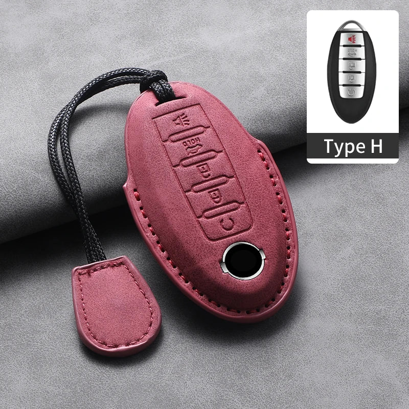Nissan 5-Button Leather Key Case Cover X-Trail/Rogue/Altima