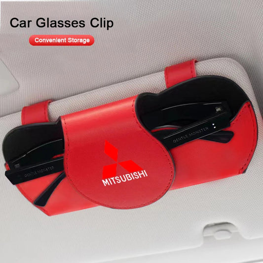 Premium Suede Sun Visor Glasses Case for Mitsubishi