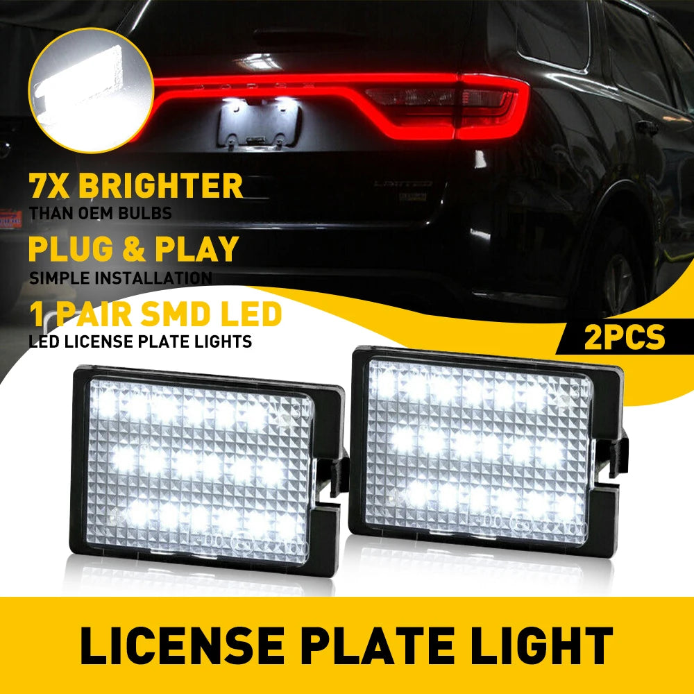 2x Éclairage de plaque d'immatriculation à LED pour Dodge Durango 14-21 6000K IP67