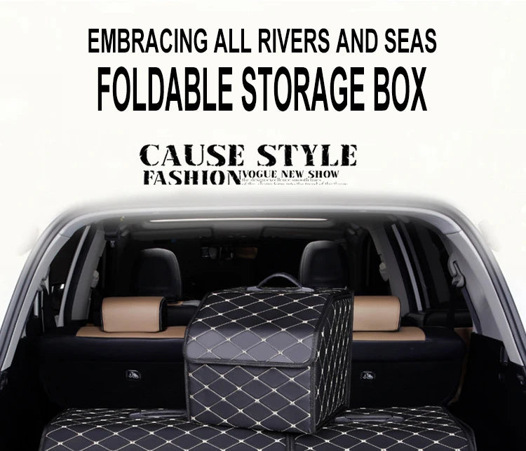 Universal Premium Leather Car Trunk Organizer Box, Large Capacity