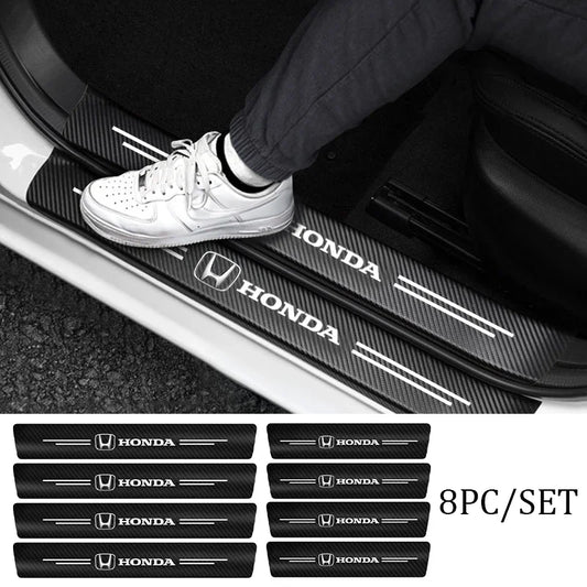 4Pcs Carbon Fiber Door Sill Protectors for Honda Models