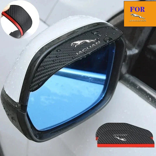 2Pcs Carbon Fiber Mirror Eyebrow Rain Cover for Jaguar