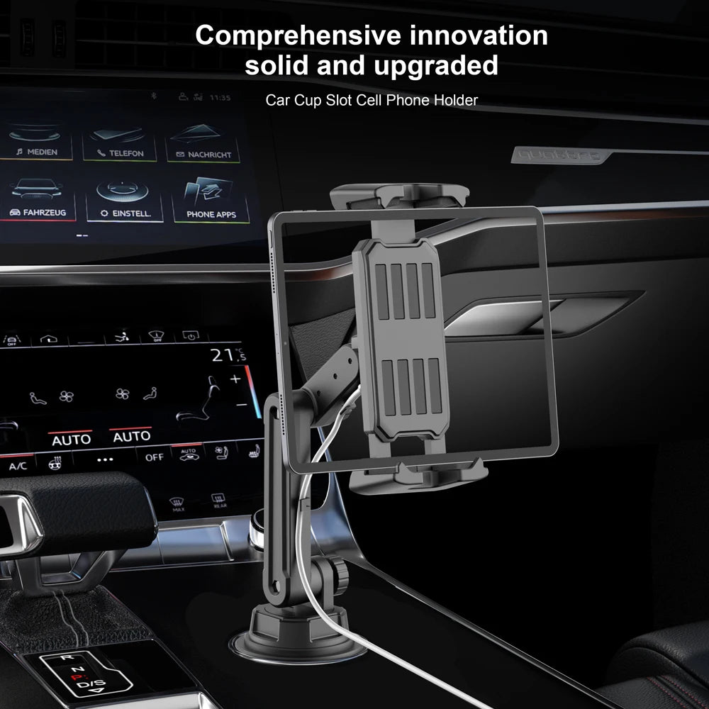 (NOT SOLD TO USA) Car Cup Slot 360° Tablet Mount for iPad Pro 11 – Secure Fit