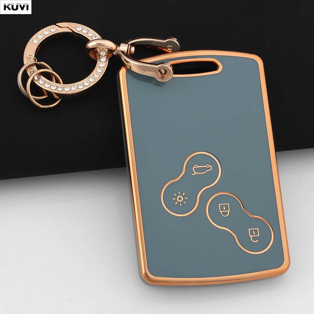 Golden TPU Smart Key Case for Renault Clio/Megane/Koleos