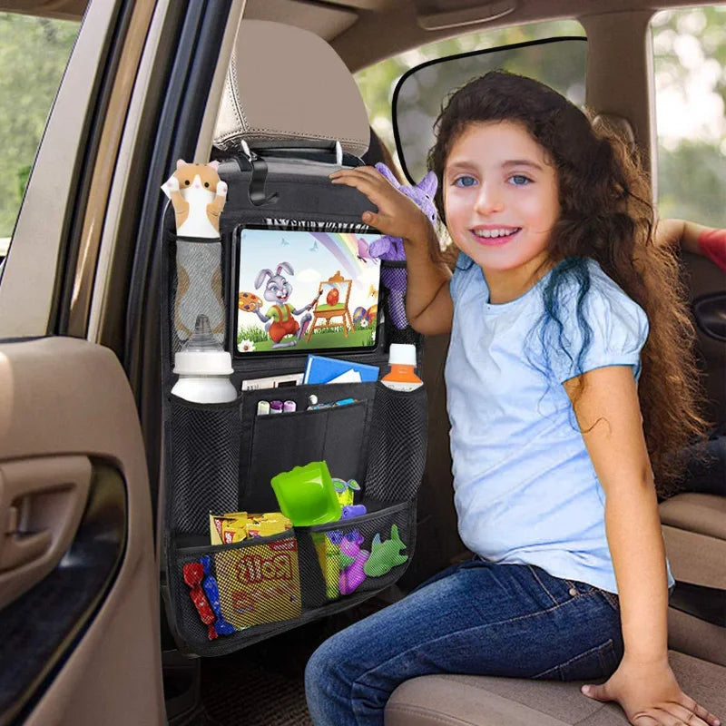 Organizador para asiento trasero de coche con soporte para tableta y bolsillos de almacenamiento