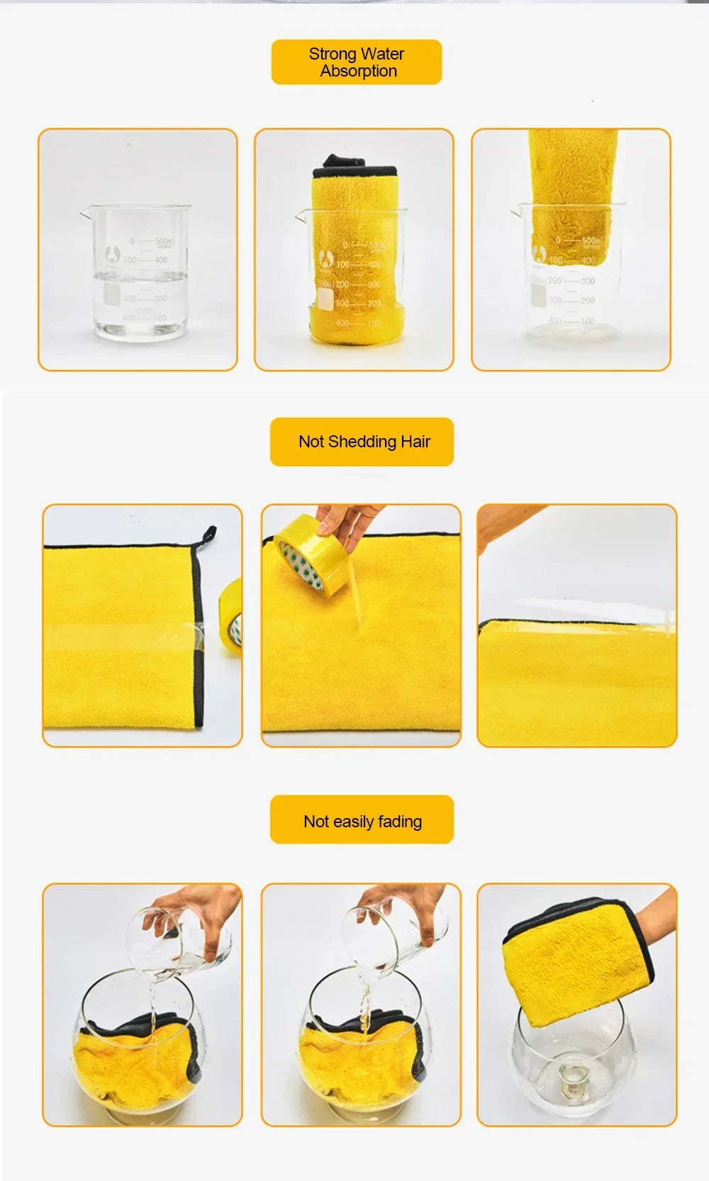 Serviette de lavage de voiture en microfibre de qualité supérieure 30 x 30/60 cm