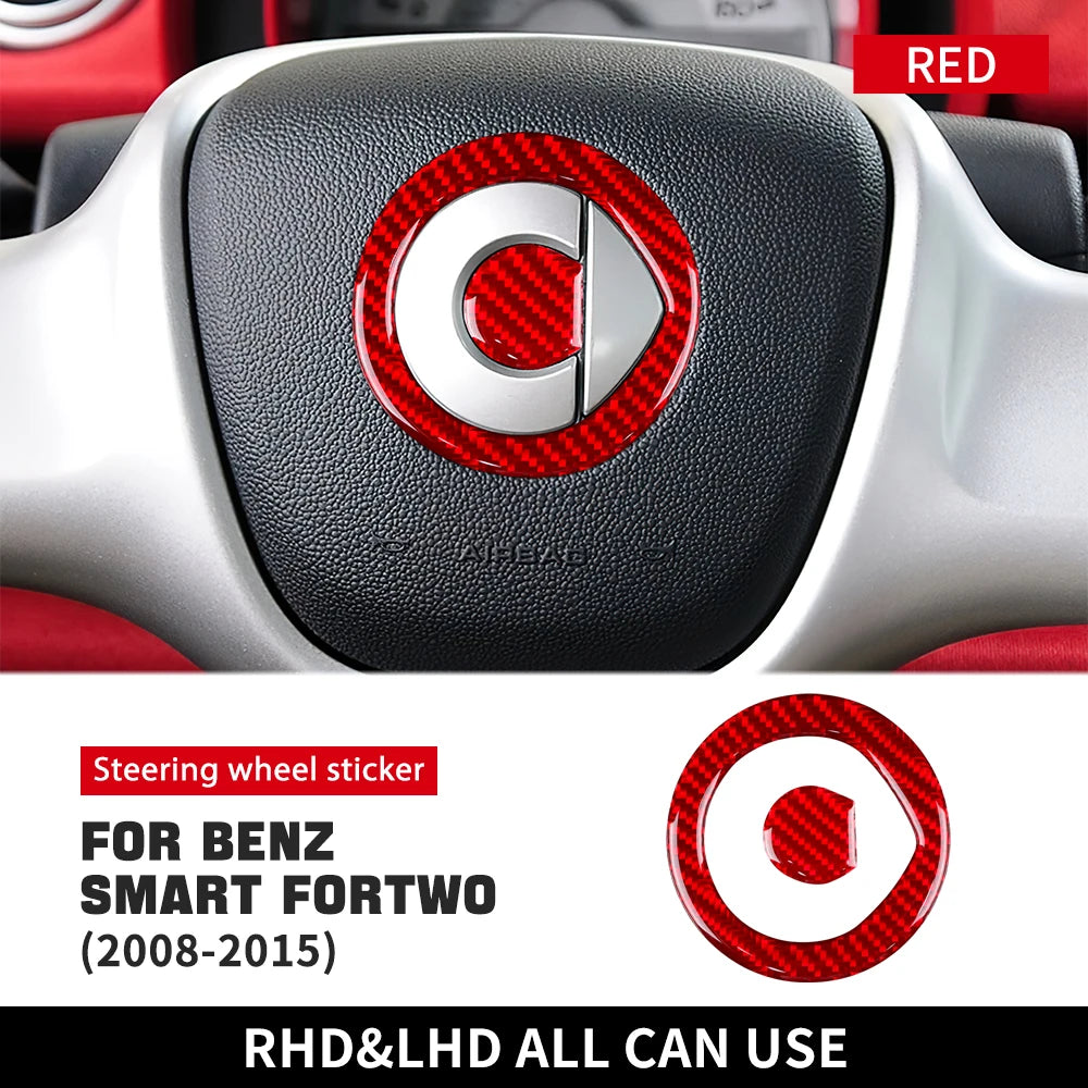 Carbon Fiber Steering Wheel Sticker for Smart 451 Fortwo