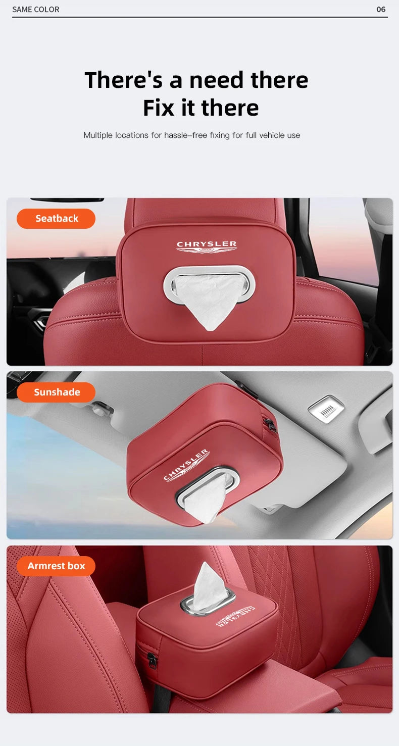 Porte-mouchoirs en cuir de qualité supérieure pour Chrysler 300C/PT/Voyager