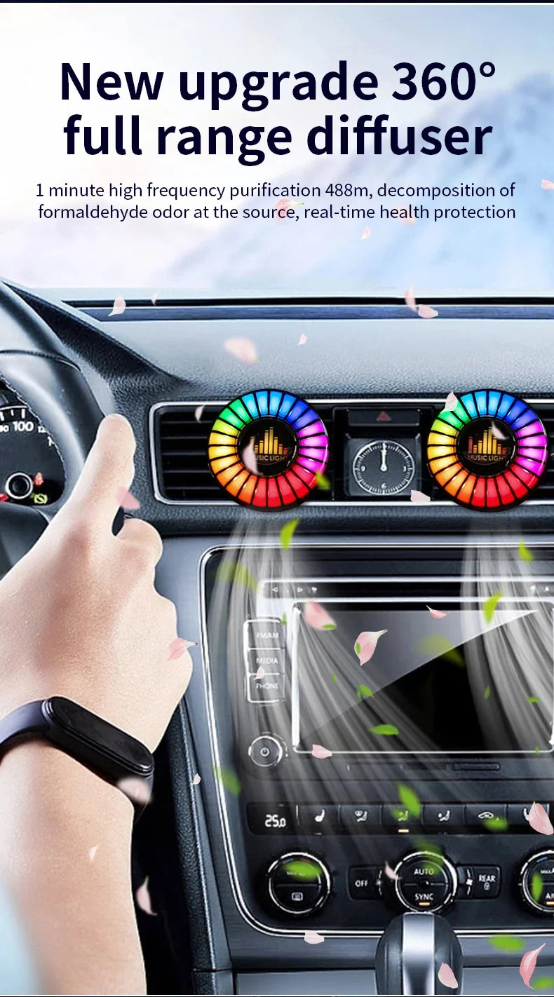 Luz y purificador de aire RGB para coche con música: ambiente controlado por sonido