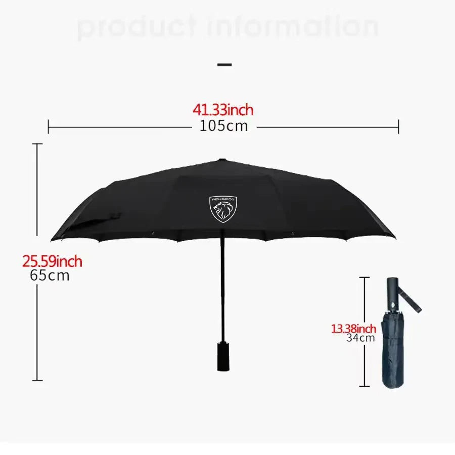 Peugeot Auto Folding Windproof Rain Sunshade Umbrella