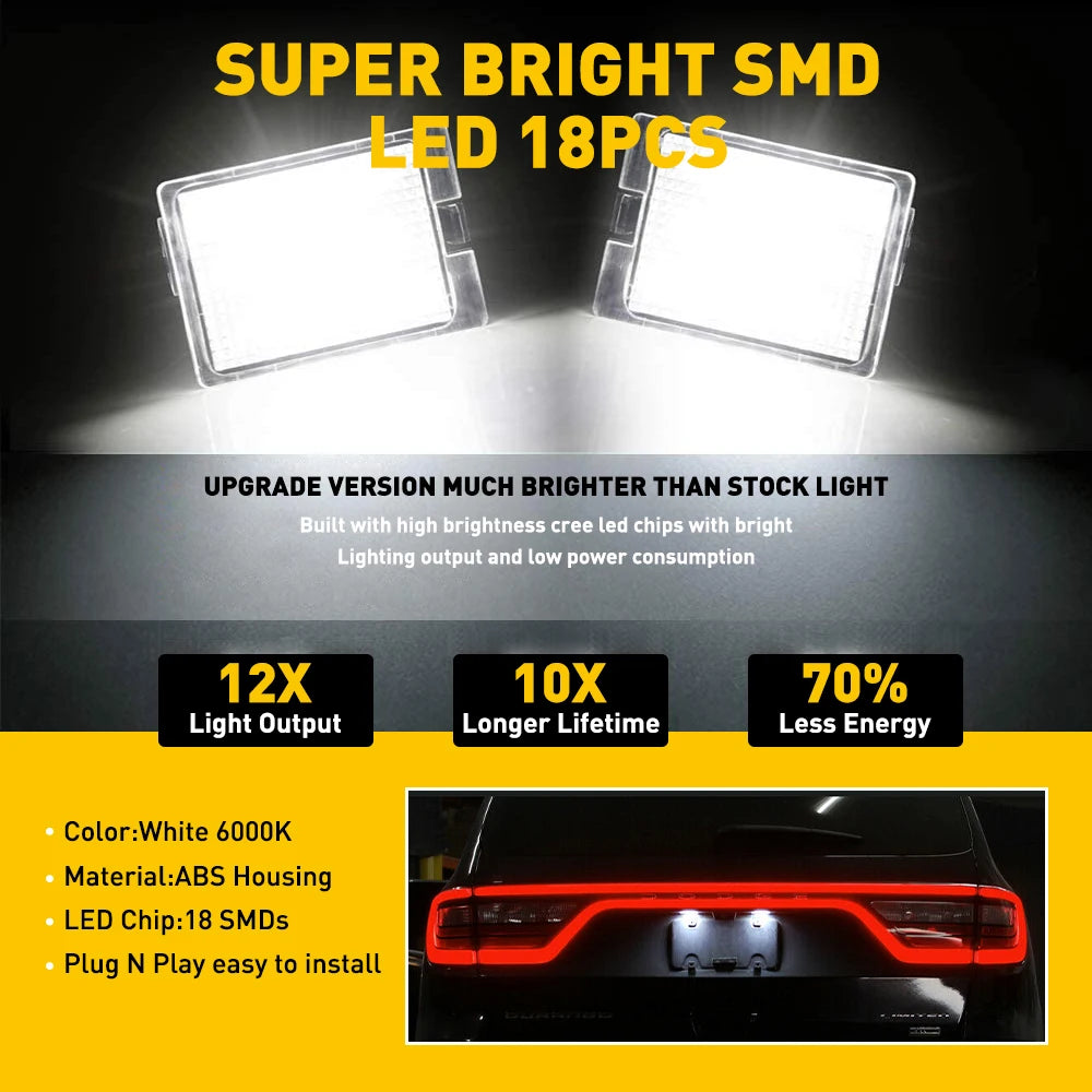 2x Éclairage de plaque d'immatriculation à LED pour Dodge Durango 14-21 6000K IP67