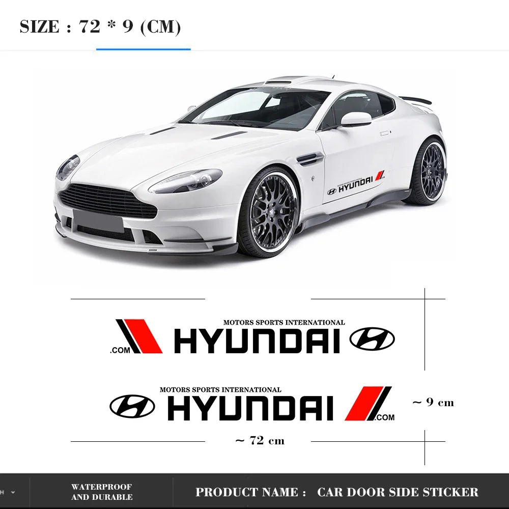 2pcs Sport Side Stripe Stickers for Hyundai