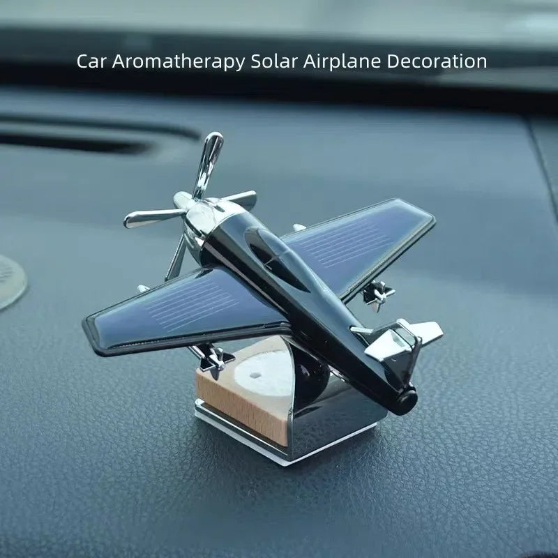 Décoration d'avion d'aromathérapie à énergie solaire pour voiture - Décoration de tableau de bord