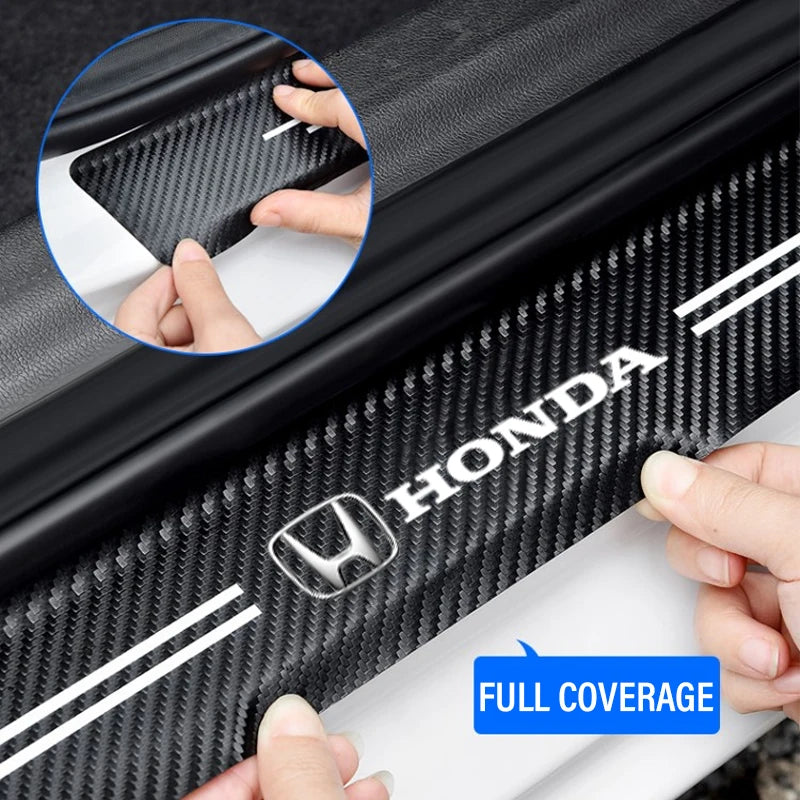 4Pcs Carbon Fiber Door Sill Protectors for Honda Models