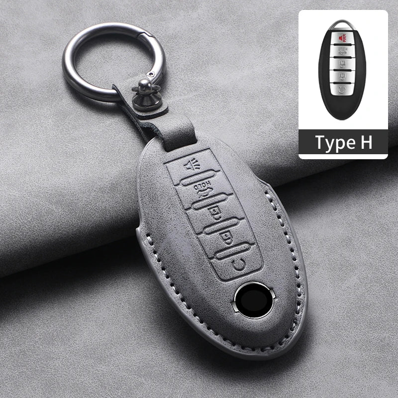 Nissan 5-Button Leather Key Case Cover X-Trail/Rogue/Altima