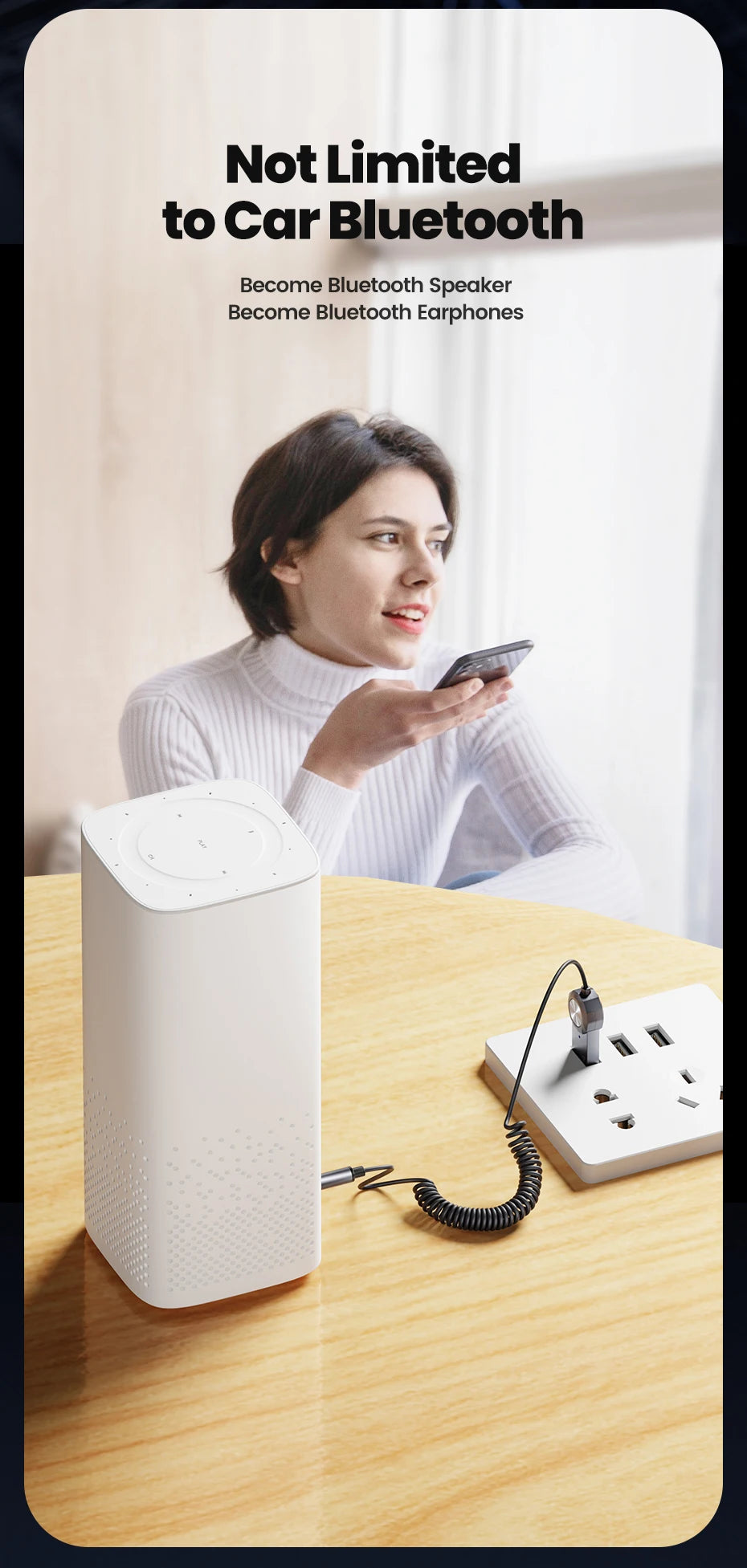 Adaptador auxiliar Bluetooth 5.1 de Toocki: kit de audio inalámbrico y manos libres para coche